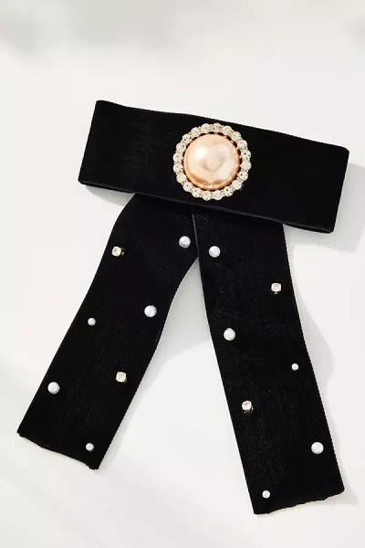 By Anthropologie Rhinestone Bow Brooch In Black