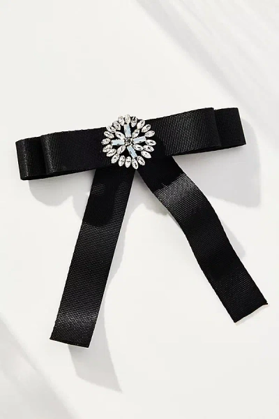 By Anthropologie Rhinestone Bow Brooch In Black