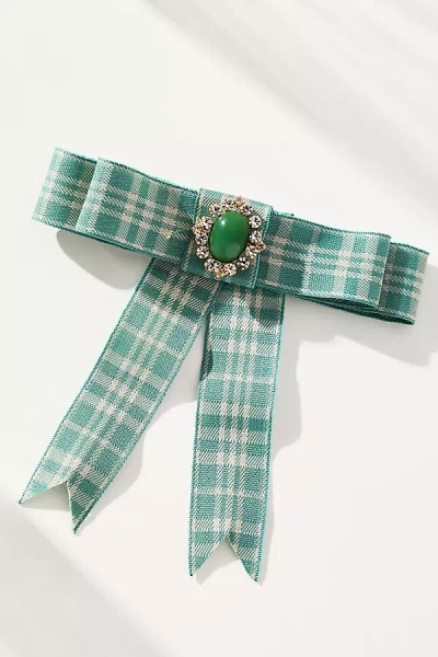 By Anthropologie Rhinestone Bow Brooch In Green