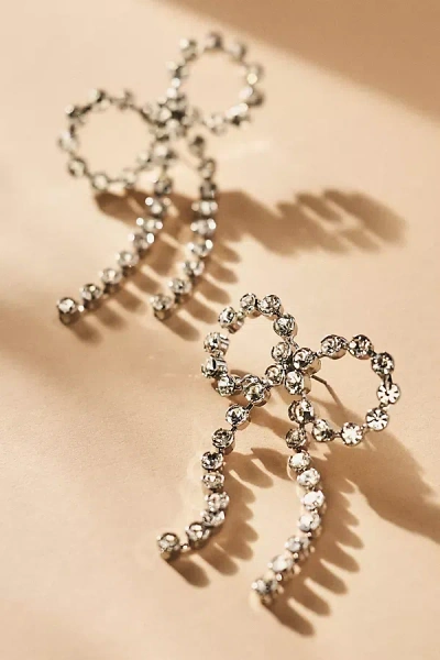 By Anthropologie Rhinestone Bow Earrings In Clear