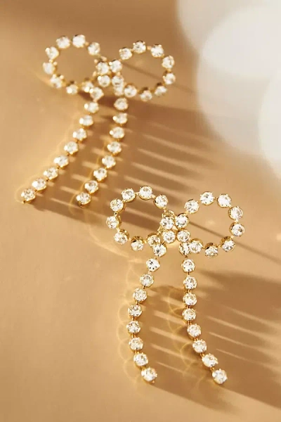By Anthropologie Rhinestone Bow Earrings In Gold