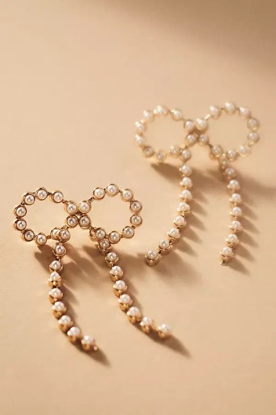By Anthropologie Rhinestone Bow Earrings In White