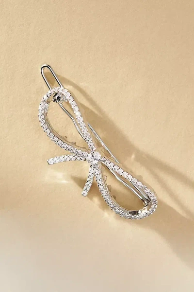 By Anthropologie Rhinestone Bow Hair Clip In Silver
