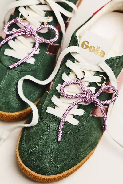 By Anthropologie Rhinestone Bow Shoe Charms, Set Of 2 In Green