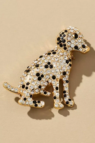 By Anthropologie Rhinestone Dog Brooch In Black