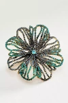 By Anthropologie Rhinestone Floral Brooch In Blue