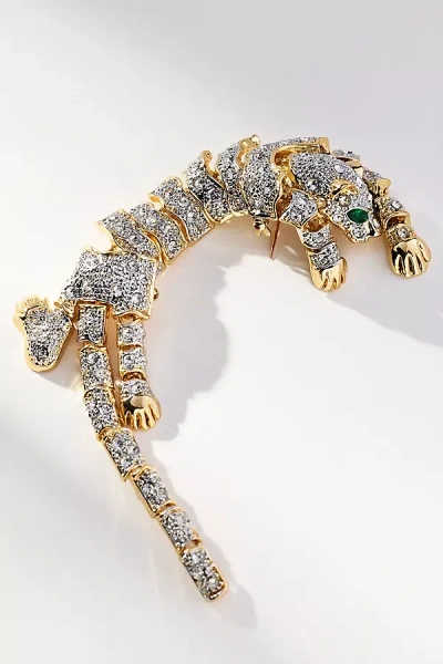 By Anthropologie Rhinestone Tiger Brooch In Transparent