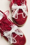 By Anthropologie Rhinestone Tulle Bow Shoe Charms, Set Of 2 In Red