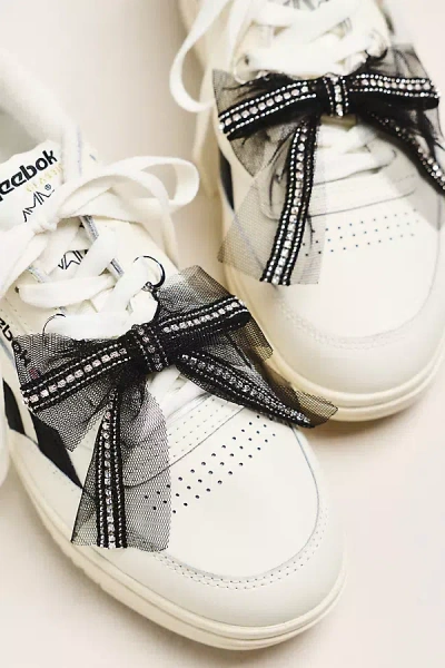 By Anthropologie Rhinestone Tulle Bow Shoe Charms, Set Of 2 In White