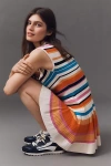 By Anthropologie Ribbed Sweater Fit & Flare Mini Dress In Multicolor