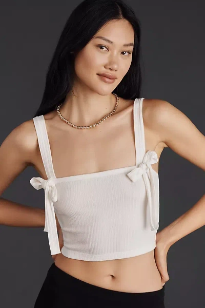 By Anthropologie Ribbed Bow Knit Tank Top In Black