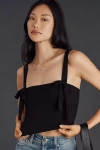 By Anthropologie Ribbed Bow Knit Tank Top In White