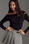 By Anthropologie Ribbed Button-detail Sweater In Black