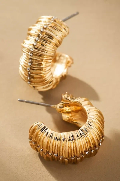 By Anthropologie Ribbed Chunky Hoop Earrings In Gold