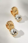 By Anthropologie Ribbed Crystal Huggie Earrings In Clear