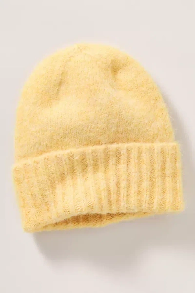 By Anthropologie Ribbed Knit Beanie In Gold
