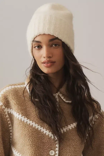 By Anthropologie Ribbed Knit Beanie In White