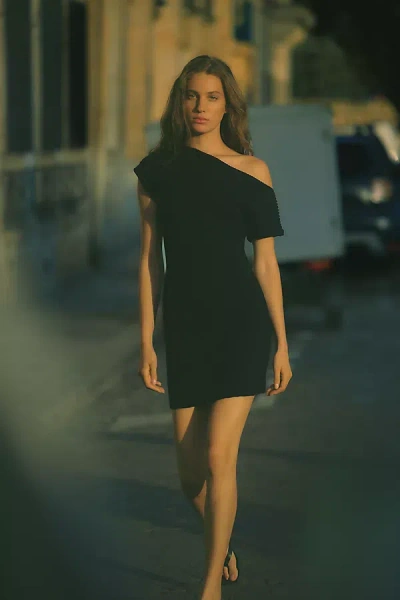 By Anthropologie Ribbed Knit Mini Dress In Black