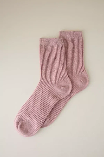 By Anthropologie Ribbed Lurex Socks In Pink