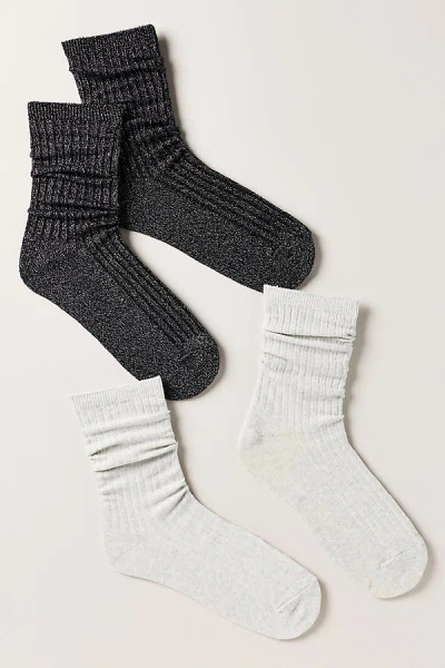By Anthropologie Ribbed Lurex Trouser Socks, Set Of 2 In Multi