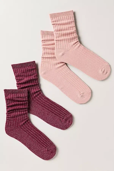 By Anthropologie Ribbed Lurex Trouser Socks, Set Of 2 In Multi