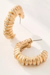 By Anthropologie Ribbed Metal Hoop Earrings In Gold