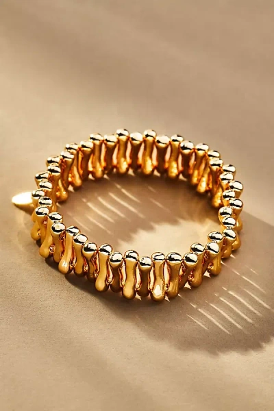By Anthropologie Ribbed Metal Stretch Bracelet In Gold