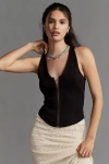 By Anthropologie Ribbed Seamed Deep-v Neck Tank Top