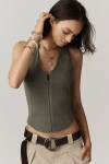 By Anthropologie Ribbed Seamed Deep-v Neck Tank Top