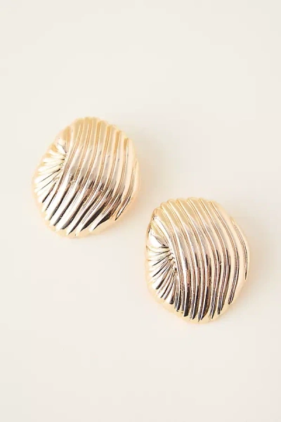 By Anthropologie Ribbed Statement Post Earrings In Gold