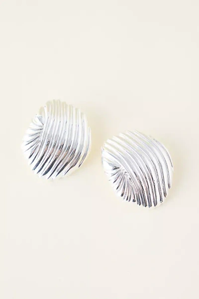 By Anthropologie Ribbed Statement Post Earrings In Metallic