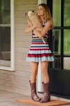 By Anthropologie Ribbed Sweater Fit & Flare Mini Dress In Green