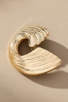 By Anthropologie Ribbed Swirl Brooch In Gold
