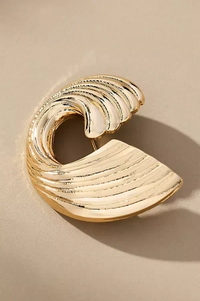 By Anthropologie Ribbed Swirl Brooch In Gold