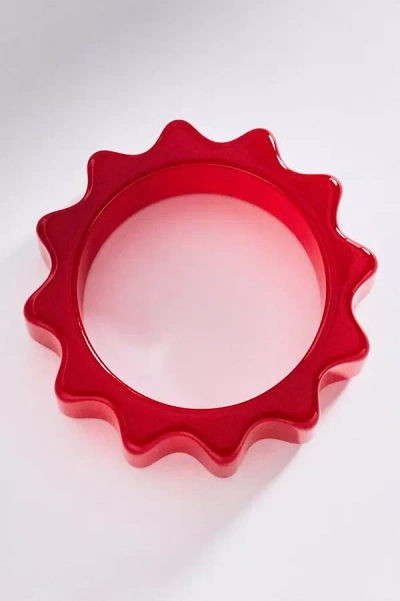 By Anthropologie Ridged Chunky Bracelet In Red