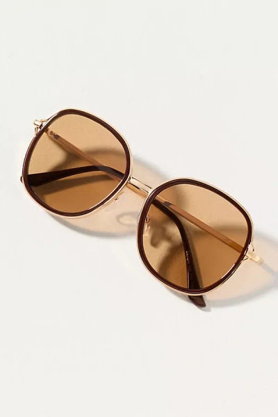 By Anthropologie Rimmed Circle Sunglasses In Brown
