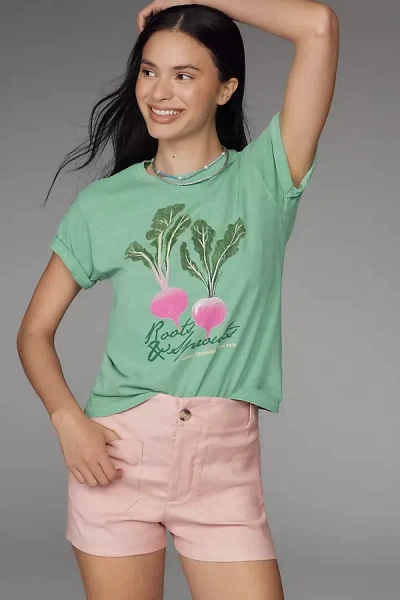 By Anthropologie Roots & Sprouts Graphic Tee In Green