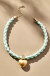 By Anthropologie Rope Chain Heart Pendant Necklace In Mint