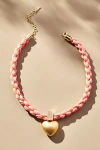 By Anthropologie Rope Chain Heart Pendant Necklace In Orange
