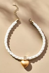 By Anthropologie Rope Chain Heart Pendant Necklace In White