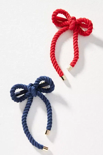 By Anthropologie Rope Hair Bows, Set Of 2 In White