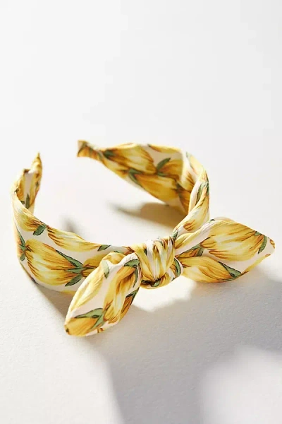 By Anthropologie Rosebud Bow Headband In Yellow