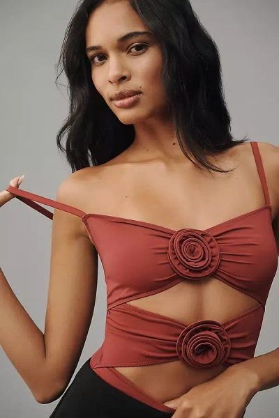 By Anthropologie Rosette Bodysuit In Red