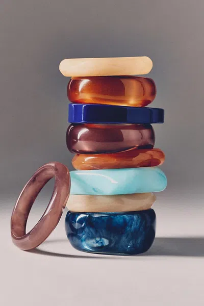 By Anthropologie Round Bangle Bracelets, Set Of 3 In Blue