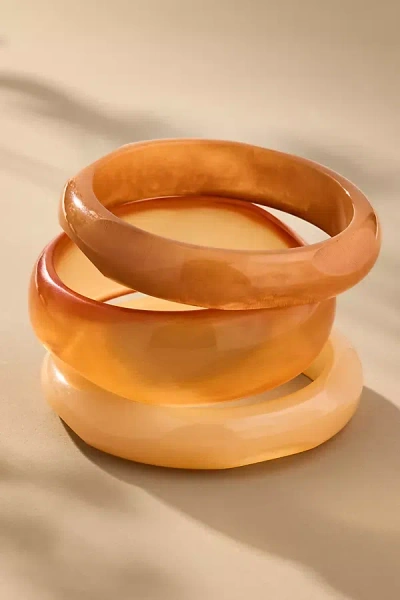 By Anthropologie Round Bangle Bracelets, Set Of 3 In Orange