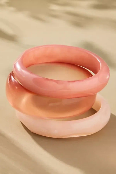 By Anthropologie Round Bangle Bracelets, Set Of 3 In Pink
