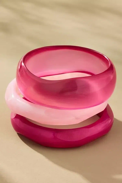 By Anthropologie Round Bangle Bracelets, Set Of 3 In Pink