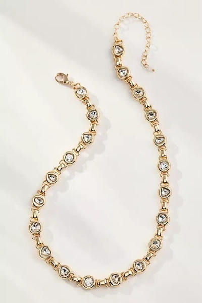 By Anthropologie Round Bezel Crystal Necklace In Gold
