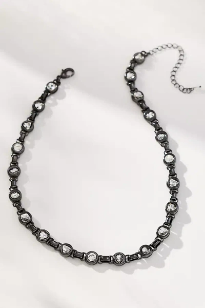 By Anthropologie Round Bezel Crystal Necklace In Silver