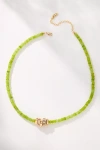 By Anthropologie Round Charm Beaded Necklace In Green
